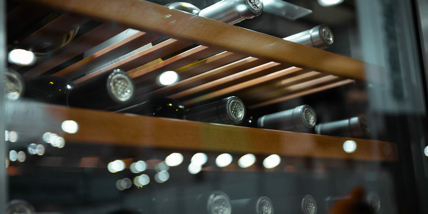 Wine bottles in wine cooler